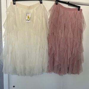 Chelsea & Violet Layered Tulle Skirts in Cream and Dusty Rose